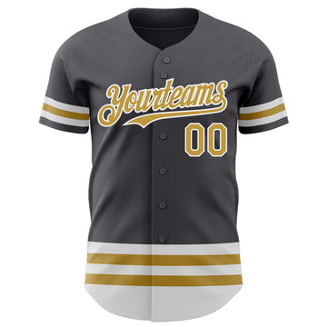 Custom Steel Gray Old Gold-White Line Authentic Baseball Jersey