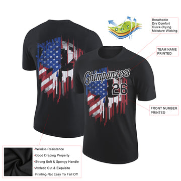 Custom Black White 3D American Flag Patriotic Performance T-Shirt