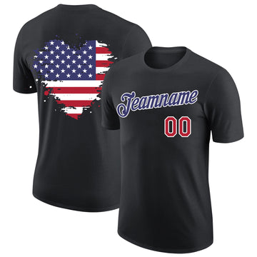 Custom Black Red-Purple 3D American Flag Patriotic Performance T-Shirt