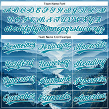 Load image into Gallery viewer, Custom White Teal 3D Pattern Design Mountains Authentic Baseball Jersey
