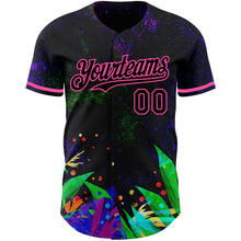 Load image into Gallery viewer, Custom Black Pink 3D Pattern Design Holi Festival Color Powder Authentic Baseball Jersey
