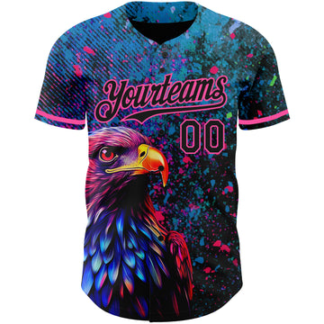 Custom Black Pink 3D Pattern Design Holi Festival Color Powder Authentic Baseball Jersey