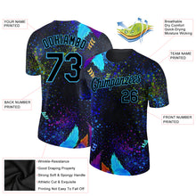 Load image into Gallery viewer, Custom Black Sky Blue 3D Pattern Design Holi Festival Color Powder Performance T-Shirt
