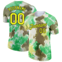 Load image into Gallery viewer, Custom Tie Dye Neon Yellow-Black 3D Performance T-Shirt
