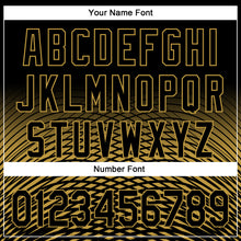 Load image into Gallery viewer, Custom Black Old Gold 3D Pattern Design Gradient Lines Authentic Baseball Jersey
