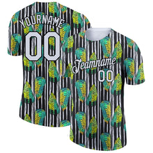 Load image into Gallery viewer, Custom Black White 3D Pattern Design Tropical Palm Leaf Performance T-Shirt
