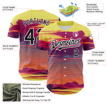 Load image into Gallery viewer, Custom Yellow Black-White 3D Pattern Design Beach Hawaii Palm Trees Authentic Baseball Jersey
