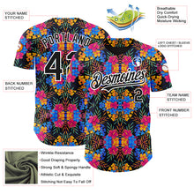Load image into Gallery viewer, Custom Black White 3D Pattern Design Tropical Flower And Hawaii Palm Leaves Authentic Baseball Jersey
