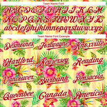 Load image into Gallery viewer, Custom Neon Yellow Red-White 3D Pattern Design Tropical Flower And Hawaii Palm Leaves Authentic Baseball Jersey
