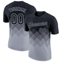 Load image into Gallery viewer, Custom Black Gray 3D Pattern Design Gradient Square Shapes Performance T-Shirt
