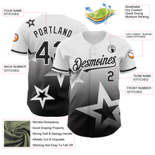 Load image into Gallery viewer, Custom White Black 3D Pattern Design Gradient Style Twinkle Star Authentic Baseball Jersey
