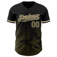Load image into Gallery viewer, Custom Black Olive-Cream 3D Pattern Design Gradient Style Twinkle Star Authentic Baseball Jersey
