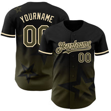 Load image into Gallery viewer, Custom Black Olive-Cream 3D Pattern Design Gradient Style Twinkle Star Authentic Baseball Jersey
