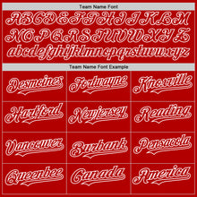 Load image into Gallery viewer, Custom White Red 3D Pattern Design Gradient Style Twinkle Star Authentic Baseball Jersey
