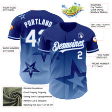 Load image into Gallery viewer, Custom Royal White-Light Blue 3D Pattern Design Gradient Style Twinkle Star Authentic Baseball Jersey
