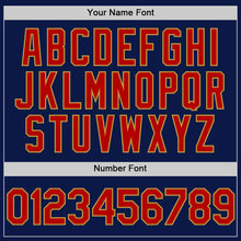 Load image into Gallery viewer, Custom Navy Red-Old Gold 3D Pattern Design Gradient Style Twinkle Star Authentic Baseball Jersey
