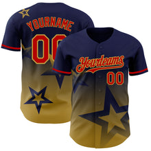 Load image into Gallery viewer, Custom Navy Red-Old Gold 3D Pattern Design Gradient Style Twinkle Star Authentic Baseball Jersey
