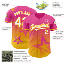 Load image into Gallery viewer, Custom Pink White-Yellow 3D Pattern Design Gradient Style Twinkle Star Authentic Baseball Jersey
