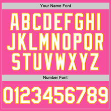 Load image into Gallery viewer, Custom Pink White-Yellow 3D Pattern Design Gradient Style Twinkle Star Authentic Baseball Jersey
