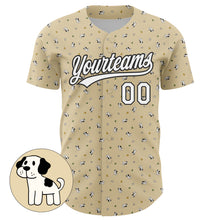 Load image into Gallery viewer, Custom Cream White-Black 3D Pattern Design Animal Dog Authentic Baseball Jersey
