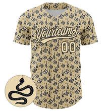 Load image into Gallery viewer, Custom Cream Black 3D Pattern Design Animal Snake Authentic Baseball Jersey
