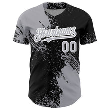 Load image into Gallery viewer, Custom Gray Black-White 3D Pattern Design Abstract Brush Stroke Authentic Baseball Jersey
