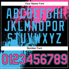Load image into Gallery viewer, Custom Pink Black-Sky Blue 3D Pattern Design Abstract Brush Stroke Authentic Baseball Jersey
