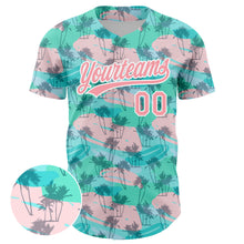 Load image into Gallery viewer, Custom Green Medium Pink-White 3D Pattern Design Tropical Hawaii Palm Trees Authentic Baseball Jersey
