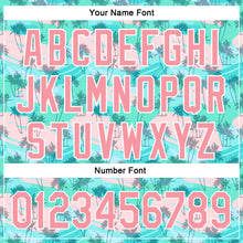 Load image into Gallery viewer, Custom Green Medium Pink-White 3D Pattern Design Tropical Hawaii Palm Trees Authentic Baseball Jersey
