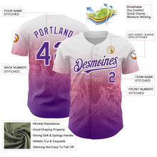 Load image into Gallery viewer, Custom White Purple-Pink 3D Pattern Design Gradient Style Animal Snake Authentic Baseball Jersey
