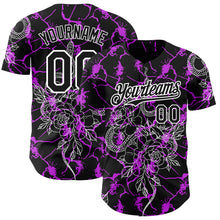 Load image into Gallery viewer, Custom Black Purple-White 3D Pattern Design Animal Snake Authentic Baseball Jersey

