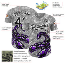 Load image into Gallery viewer, Custom Gray Black-White 3D Pattern Design Animal Scorpion Authentic Baseball Jersey
