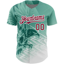 Load image into Gallery viewer, Custom Teal Crimson-White 3D Pattern Design Animal Eagle Authentic Baseball Jersey
