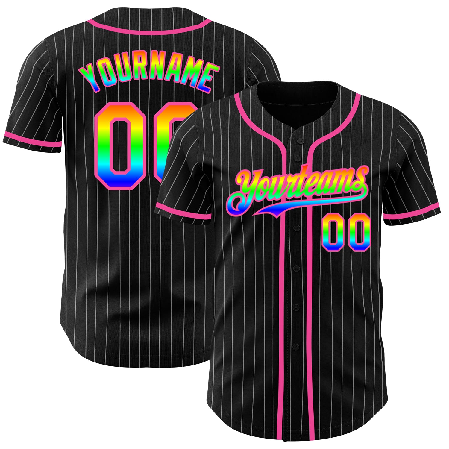 Maillot De Baseball Personnalisable Noir – Nom Et Numéro – Homme Boutonné