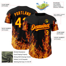 Load image into Gallery viewer, Custom Black Red-Yellow 3D Pattern Design Flame Authentic Baseball Jersey
