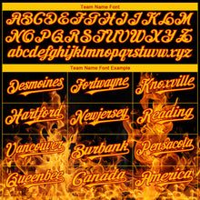 Load image into Gallery viewer, Custom Black Red-Yellow 3D Pattern Design Flame Authentic Baseball Jersey
