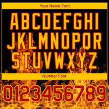 Load image into Gallery viewer, Custom Black Red-Yellow 3D Pattern Design Flame Authentic Baseball Jersey
