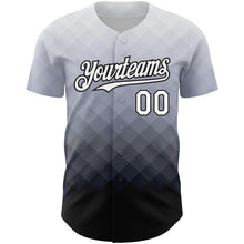 Load image into Gallery viewer, Custom Gray White-Black 3D Pattern Design Gradient Square Shape Authentic Baseball Jersey
