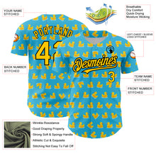Load image into Gallery viewer, Custom Sky Blue Yellow-Black 3D Pattern Design Duck Authentic Baseball Jersey
