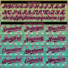 Load image into Gallery viewer, Custom Green Black-Pink 3D Pattern Design Tropical Hawaii Palm Trees And Flamingo Authentic Baseball Jersey
