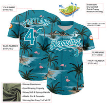 Load image into Gallery viewer, Custom Teal White 3D Pattern Design Tropical Hawaii Palm Trees Authentic Baseball Jersey
