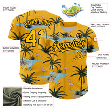 Load image into Gallery viewer, Custom Yellow Black 3D Pattern Design Tropical Hawaii Palm Trees Authentic Baseball Jersey
