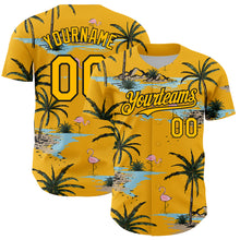 Load image into Gallery viewer, Custom Yellow Black 3D Pattern Design Tropical Hawaii Palm Trees Authentic Baseball Jersey
