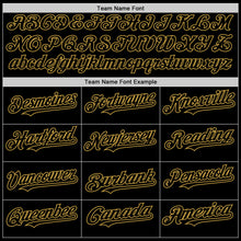 Load image into Gallery viewer, Custom Black Old Gold 3D Pattern Design Abstract Splatter Texture Authentic Baseball Jersey
