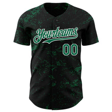 Load image into Gallery viewer, Custom Black Kelly Green-White 3D Pattern Design Abstract Splatter Texture Authentic Baseball Jersey
