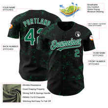 Load image into Gallery viewer, Custom Black Kelly Green-White 3D Pattern Design Abstract Splatter Texture Authentic Baseball Jersey
