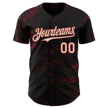 Load image into Gallery viewer, Custom Black City Cream-Crimson 3D Pattern Design Abstract Splatter Texture Authentic Baseball Jersey

