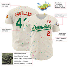 Load image into Gallery viewer, Custom Cream Kelly Green-Red 3D Pattern Design Confetti Authentic Baseball Jersey
