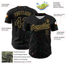 Load image into Gallery viewer, Custom Black Old Gold 3D Pattern Design Confetti Authentic Baseball Jersey
