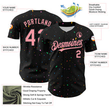 Load image into Gallery viewer, Custom Black Medium Pink 3D Pattern Design Confetti Authentic Baseball Jersey
